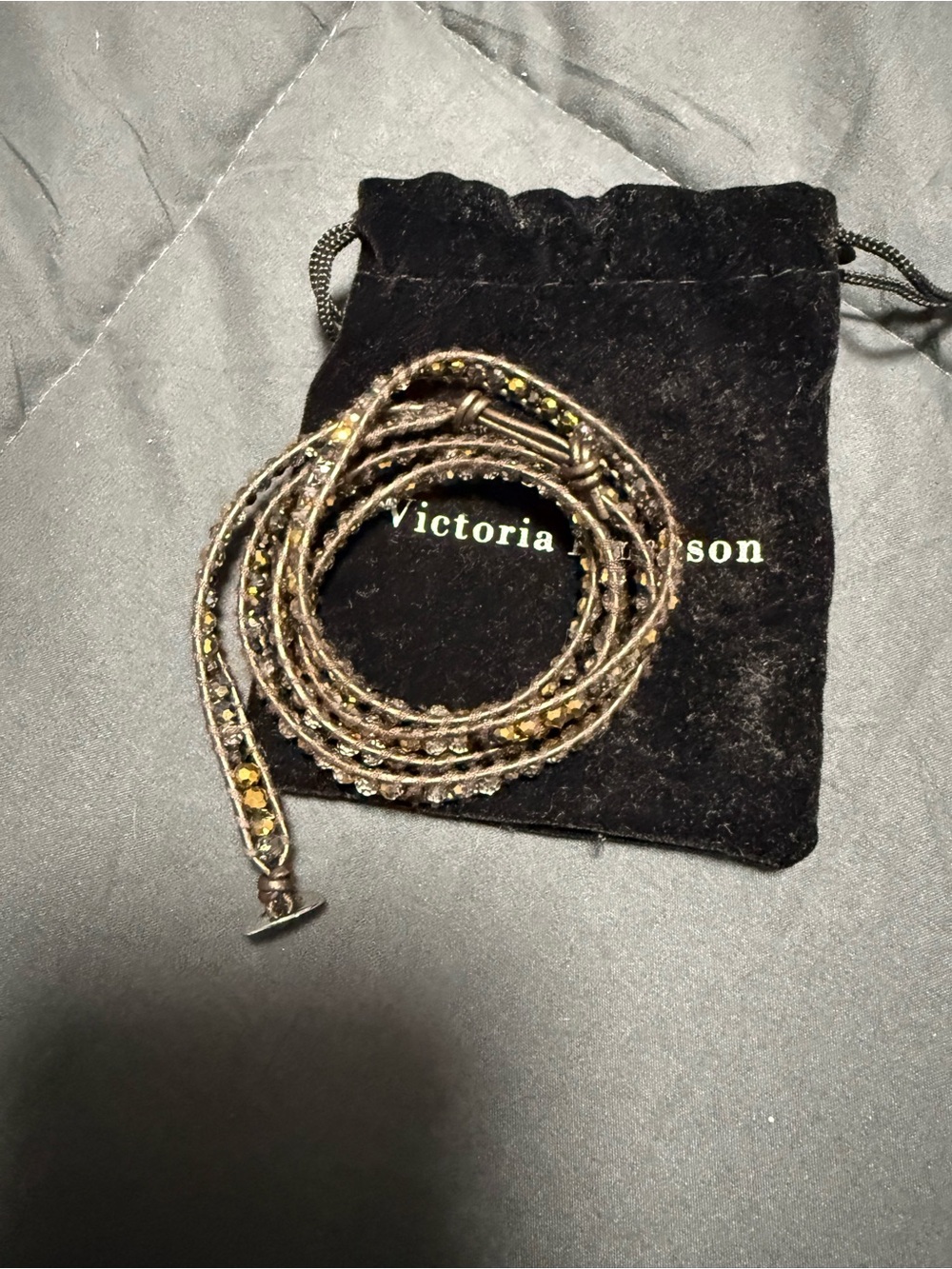 Victoria Emerson Gold and Brown Beaded Wrap Bracelet